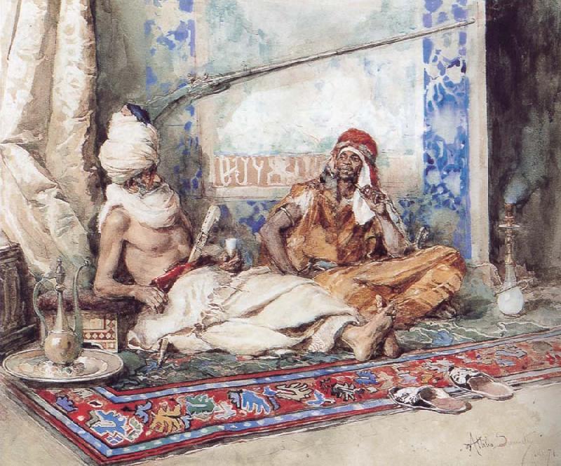 Attilio Simonetti Arabs in an interior oil painting picture